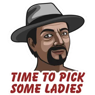 😉 TIME TO PICK SOME LADIES cartoon, man, hat, funny telegram sticker