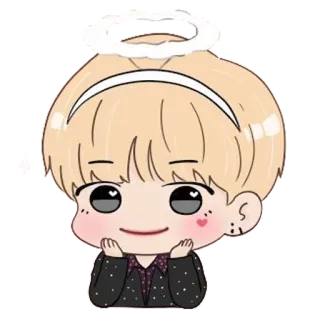 🤗 Chibi, Engel, Heiligenschein, Süß, Kawaii, Cartoon telegram sticker