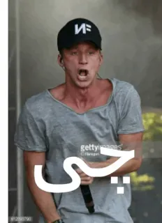 😐 چي man, microphone, person, stage, singer telegram sticker