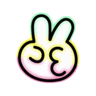 🤗 signe de paix, geste de la main, symbole, dessin animé, autocollant, oreilles de lapin whatsapp sticker