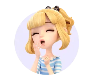 😧 Мультфильм, Девочка, Зевает, Уставшая, Сонная, Милая telegram sticker
