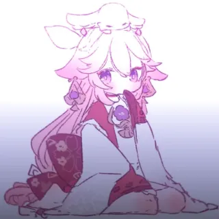 🔮 Yae Miko Genshin Impact 애니메이션, 야에 미코, 원신, 여우, 귀여운 whatsapp sticker