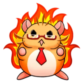 😡 Hamster, Cartoon, Brille, Flammen, Feuer, Business, Büro telegram sticker