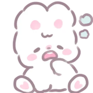 😫 süß, Cartoon, Hase, traurig, denkend, kawaii, Tier, Aufkleber telegram sticker