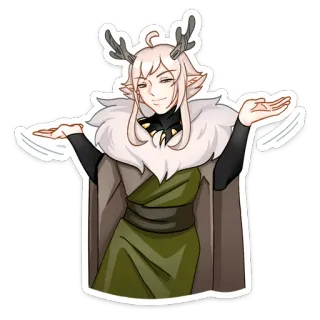 🤷‍♂️ deer, elf, fantasy, antlers, cape, person, ears, arms extended telegram sticker