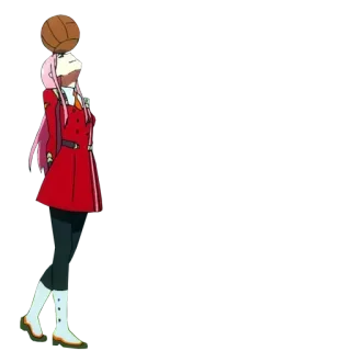🏀 Zero Two Darling in the Franxx Anime, Zero Two, Darling in the Franxx, Pinke Haare, Schuluniform, Mädchen, Charakter telegram sticker