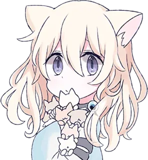 😐 Anime, Katze, Ohren, Süß, Kawaii, Mädchen telegram sticker