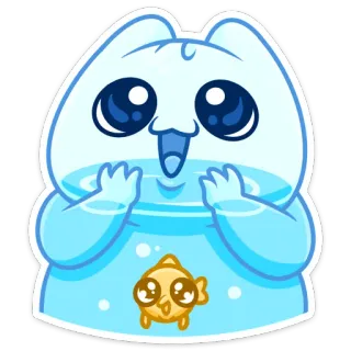 😍 cat, fish, animal, cute, kawaii, cartoon whatsapp sticker