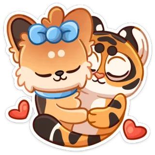 🤗 binatang, kartun, lucu, peluk, cinta, sayang, pasangan, harimau, romantis whatsapp sticker