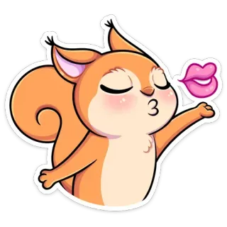 😘 Eichhörnchen, Tier, süß, Kuss, Cartoon, Säugetier, Nagetier, Liebe telegram sticker