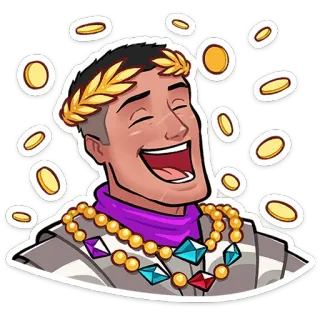 ⭐ Julius Caesar カエサル, ローマ, 皇帝, 金, 月桂冠, 富, 裕福, 歴史上の人物 telegram sticker