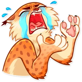 😭 crying, sad, lynx, cat, animal, sticker, emoticon, cartoon whatsapp sticker