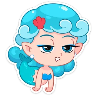 🤤 putri duyung, kartun, stiker, imut, laut, samudra, karakter telegram sticker