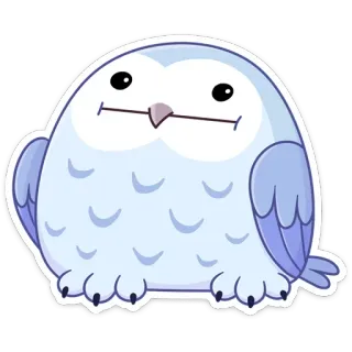 😐 gufo, carino, adesivo, uccello, cartone animato telegram sticker