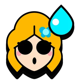 😳 惊讶, 女性, 金发, 卡通, 汗 telegram sticker