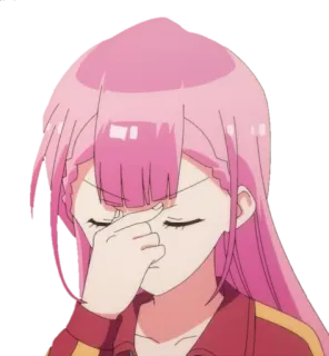 🤦‍♀ anime, hoạt hình, bực bội, tóc hồng, nhân vật, facepalm telegram sticker