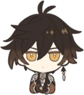 😐 Zhongli Genshin Impact zhongli, genshin impact, anime character, video game, cute, chibi telegram sticker