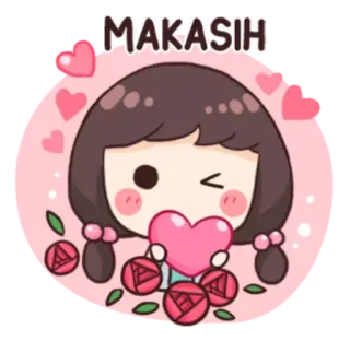 🙏 MAKASIH gracias, chica, dibujos animados, corazón, lindo, makasih, indonesio telegram sticker