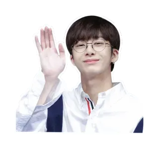 👋 คน, แว่นตา, ยิ้ม, โบกมือ, เกาหลี telegram sticker