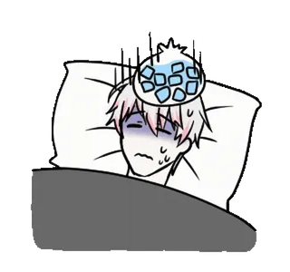 🤒 malade, maladie, lit, poche de glace, rhume, grippe, épuisé whatsapp sticker