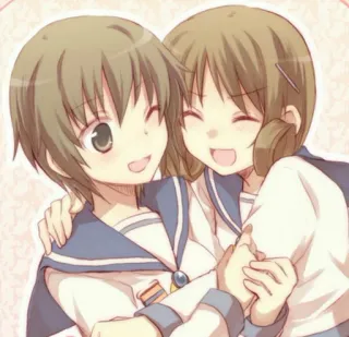 ❤ Anime, Schulmädchen, Umarmung, Freundschaft telegram sticker