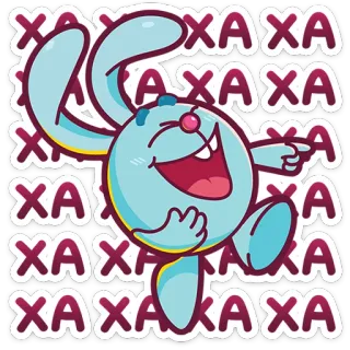😂 XA XA XA rabbit, cartoon, laughing, funny, happy, cute telegram sticker
