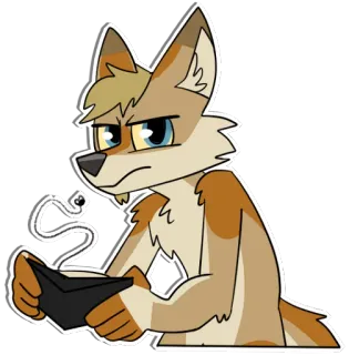 💸 furry, anthro, fox, wallet, broke, cartoon, animal, cute telegram sticker