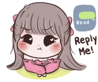 😕 Read 漫画, 女の子, 可愛い, 読む, メッセージ, コミュニケーション telegram sticker