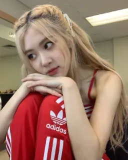 🌸 Rose kpop, rosa, adidas, idol, cantante, carino, biondo whatsapp sticker