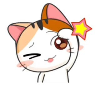 😜 chat, animal, mignon, dessin animé, kawaii, autocollant, emoji whatsapp sticker