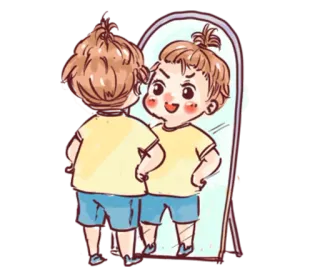 💄 mirror, reflection, cartoon, character, anime, cute telegram sticker