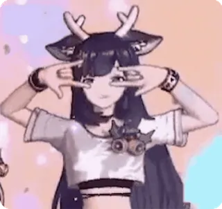 🤗 anime girl, deer, horns, cute, peace sign, kawaii, anime telegram sticker