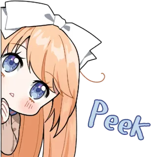 👀 Peek Anime, Fofo, Espiar, Menina, Olhos, Cabelo telegram sticker