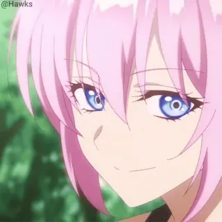 😏 Anime, pinke Haare, Mädchen, Lächeln, süß telegram sticker