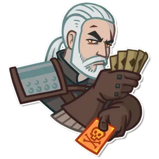🎰 Geralt of Rivia The Witcher witcher, geralt, kartenspiel, fantasy, schädel, videospiel, monsterjäger whatsapp sticker