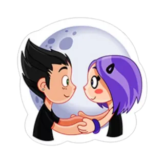 ❤ cartoon, love, couple, romance, moon, relationship, cute telegram sticker