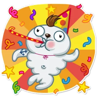 🎉 pesta, perayaan, kartun, lucu, karakter, anjing laut whatsapp sticker