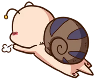 😔 siput, kartun, imut, mengantuk, binatang, kawaii whatsapp sticker