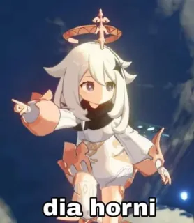 🙈 Paimon Genshin Impact dia horni อนิเมะ, เกม, Paimon, ฮอร์นี่ telegram sticker