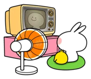🖥 Cartoon, Hase, Küken, TV, Fan, Süß whatsapp sticker