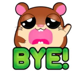 👋 BYE! hamster, cute, goodbye, waving, cartoon, animal telegram sticker