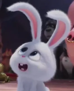 🐰 Snowball The Secret Life of Pets conejo, blanco, lindo, animal, dibujos animados, kawaii telegram sticker