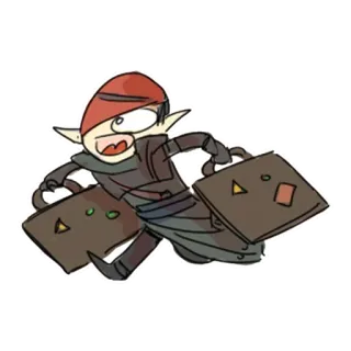 🏃‍♂️ elf, cartoon, suitcases, fantasy, running, goblin telegram sticker