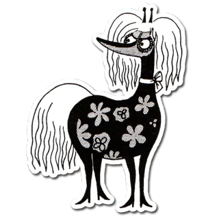 🐴 animal, perro, pegatina, blanco y negro, floral telegram sticker
