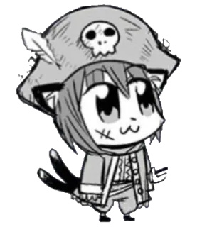 🏴‍☠️ gato, pirata, anime, manga, dibujos animados, lindo, calavera, sombrero whatsapp sticker