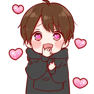 💞 アニメ, ハート, かわいい, 愛, 男の子 whatsapp sticker