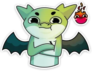 🤨 monster, cute, cartoon, dragon, sticker, fire, grumpy, green whatsapp sticker