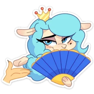 ☺️ Cartoon, Prinzessin, Fan, Krone, Süß, Schaf, Tier, Sticker telegram sticker