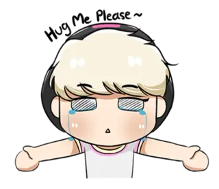 🤗 smutny, płacz, anime, postać, emocjonalny, kawaii whatsapp sticker