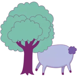 🙈 oveja, árbol, dibujo animado, animal, naturaleza telegram sticker